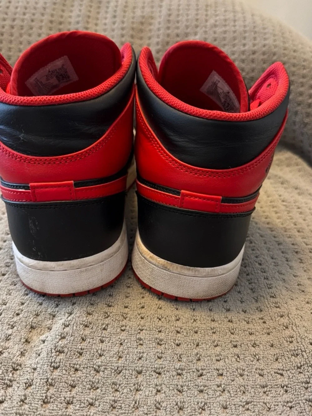 Air Jordan 1 Mid Black and Red High-Top Sneakers